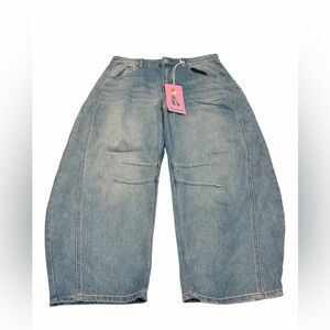 Telepatia Barrel Jeans Light Wash New with Tags Size 9/29